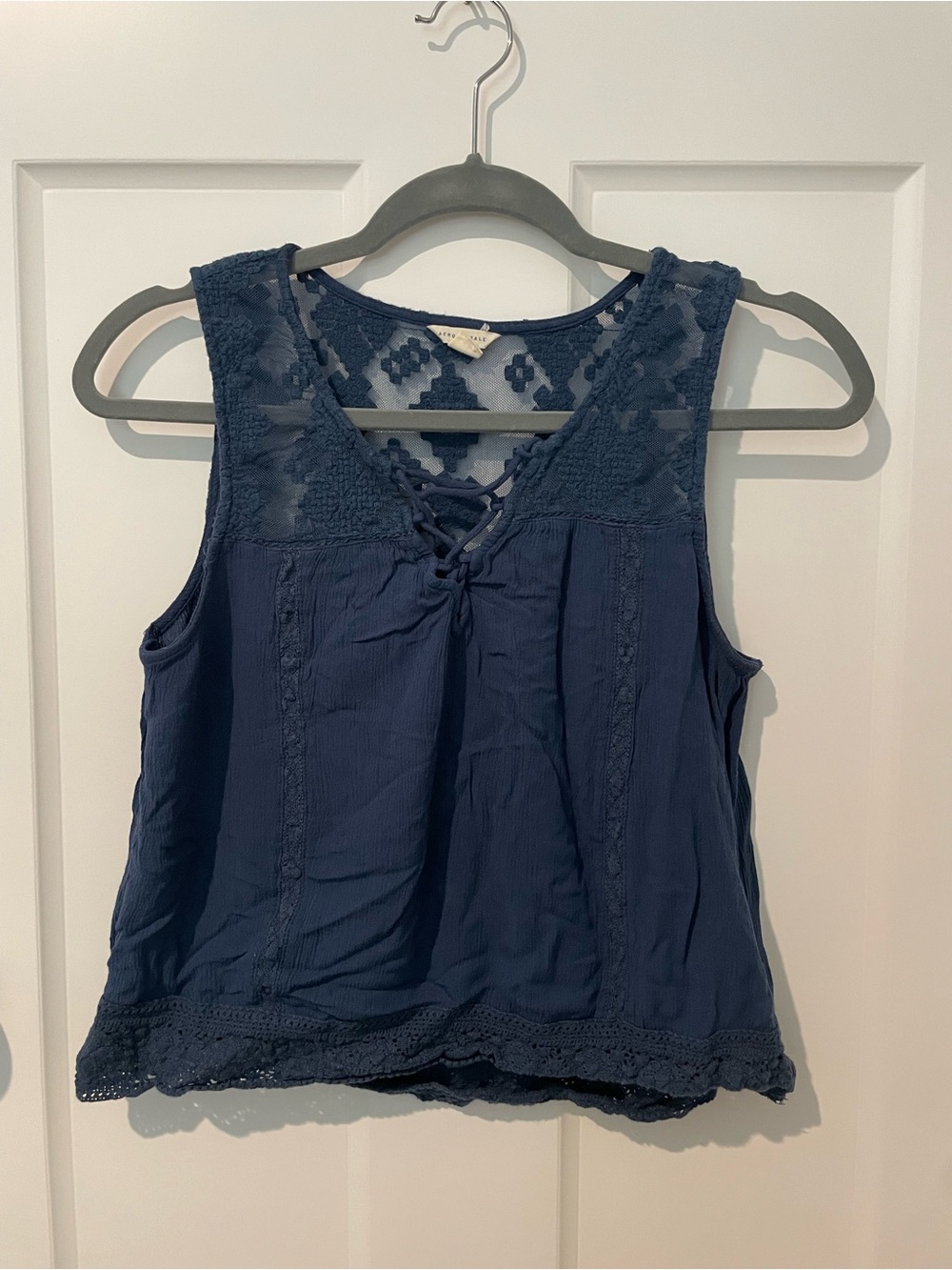Aeropostale Navy Lace-Trim Sleeveless Tank